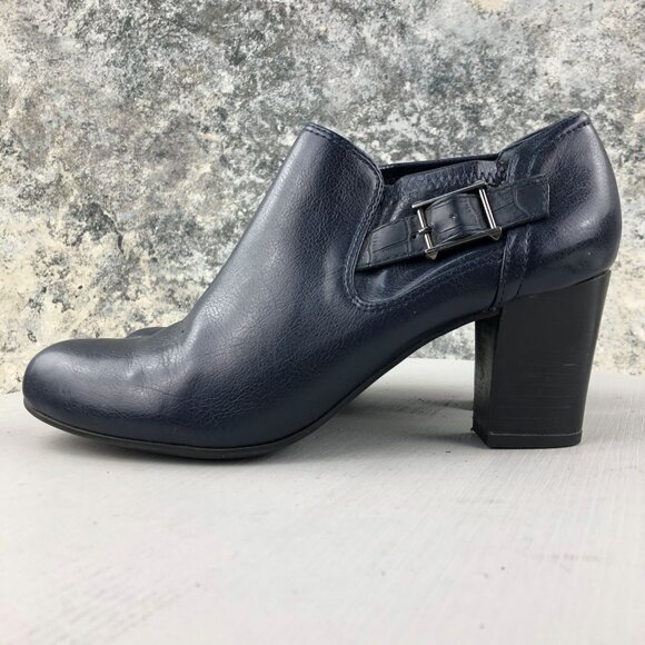 Franco Sarto Women's Size 9M Rapport Blue Faux Leather High Heel Ankle Booties - Picture 7 of 14